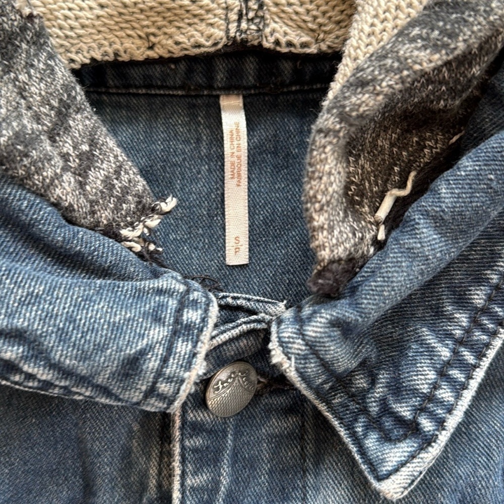 Free People Denim and Gray Hooded Jacket - Picture 6 of 6